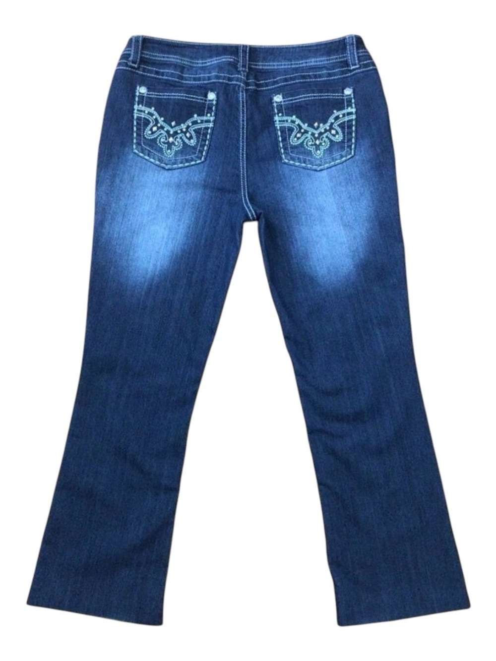 SUKO Women’s Jeans Size 12 Dark Blue High Rise Bling Rhinestone Western Denim